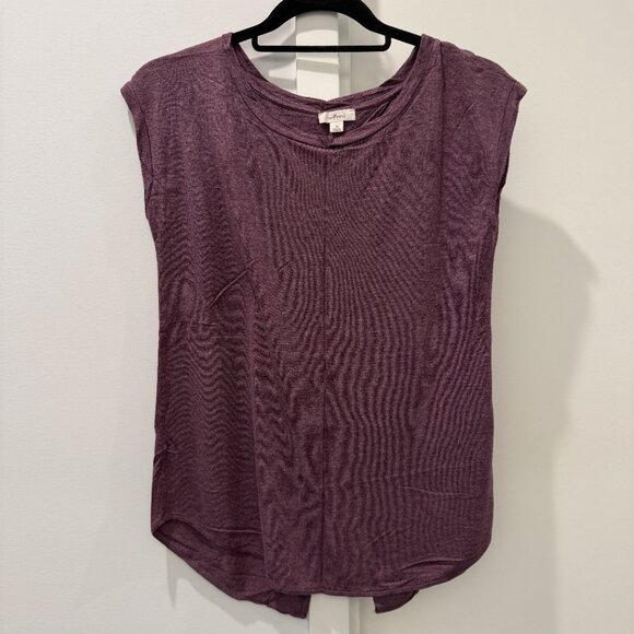 NEW Aritzia Wilfred Purple Anvers T shirt Split Back Cotton Tee Capsleeve Top XS - Picture 1 of 14